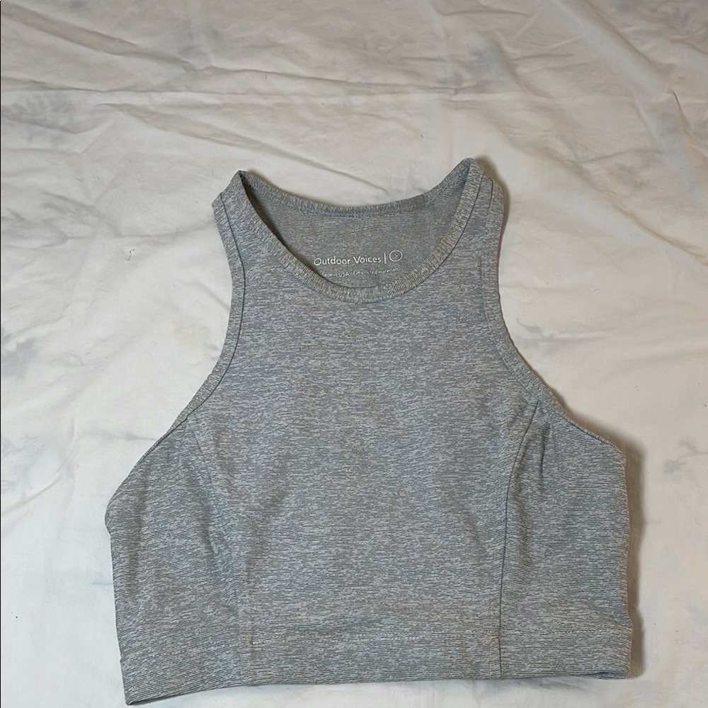 Outdoor Voices Gray Fitted Crop Tank Top